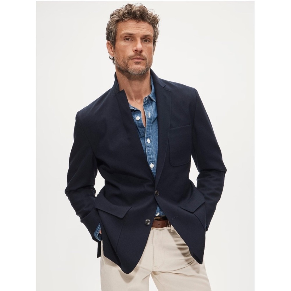 J.Crew Vitale Barberis Canonico Navy Blazer Italian Fresco Wool CT611 36S $798